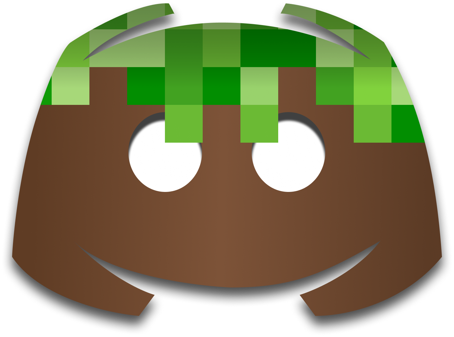 Discord logo but with minecraft theme and green grass block hair