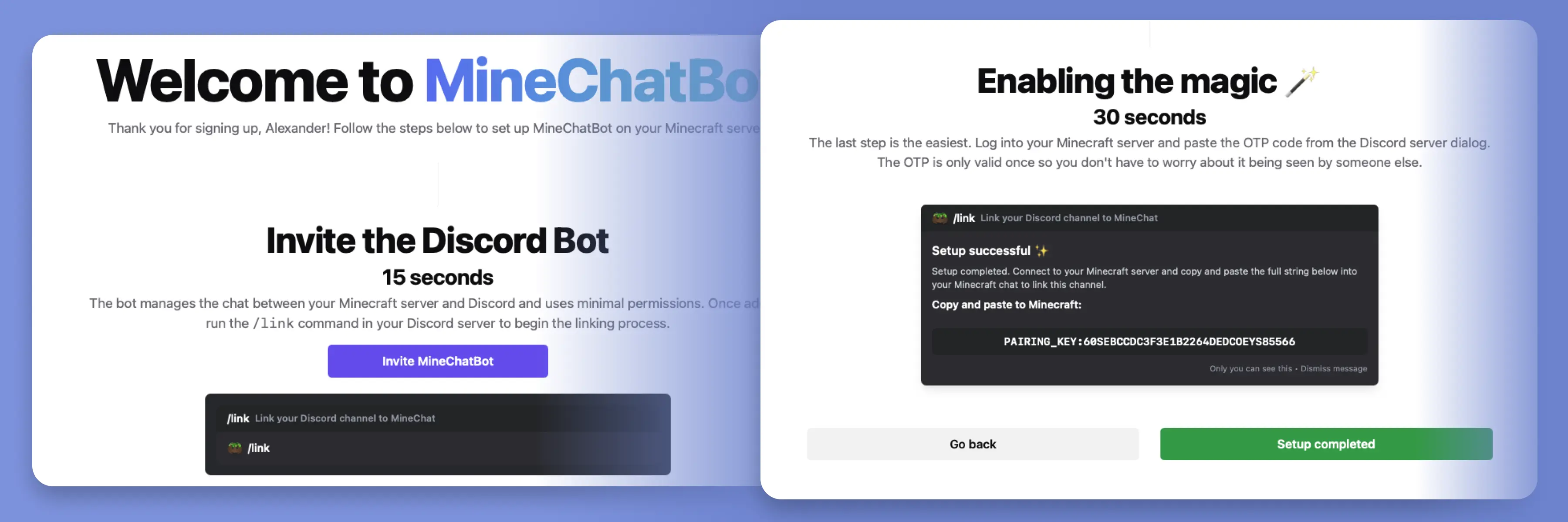 We have made it simpler to get started with MineChatBot